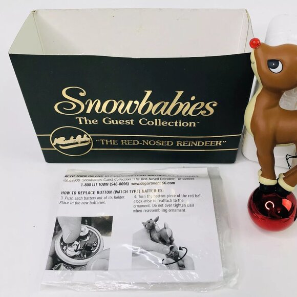 Dept 56 Rudolph The Red Nosed Reindeer Christmas Ornament Snowbabies Blink Light - Picture 3 of 8